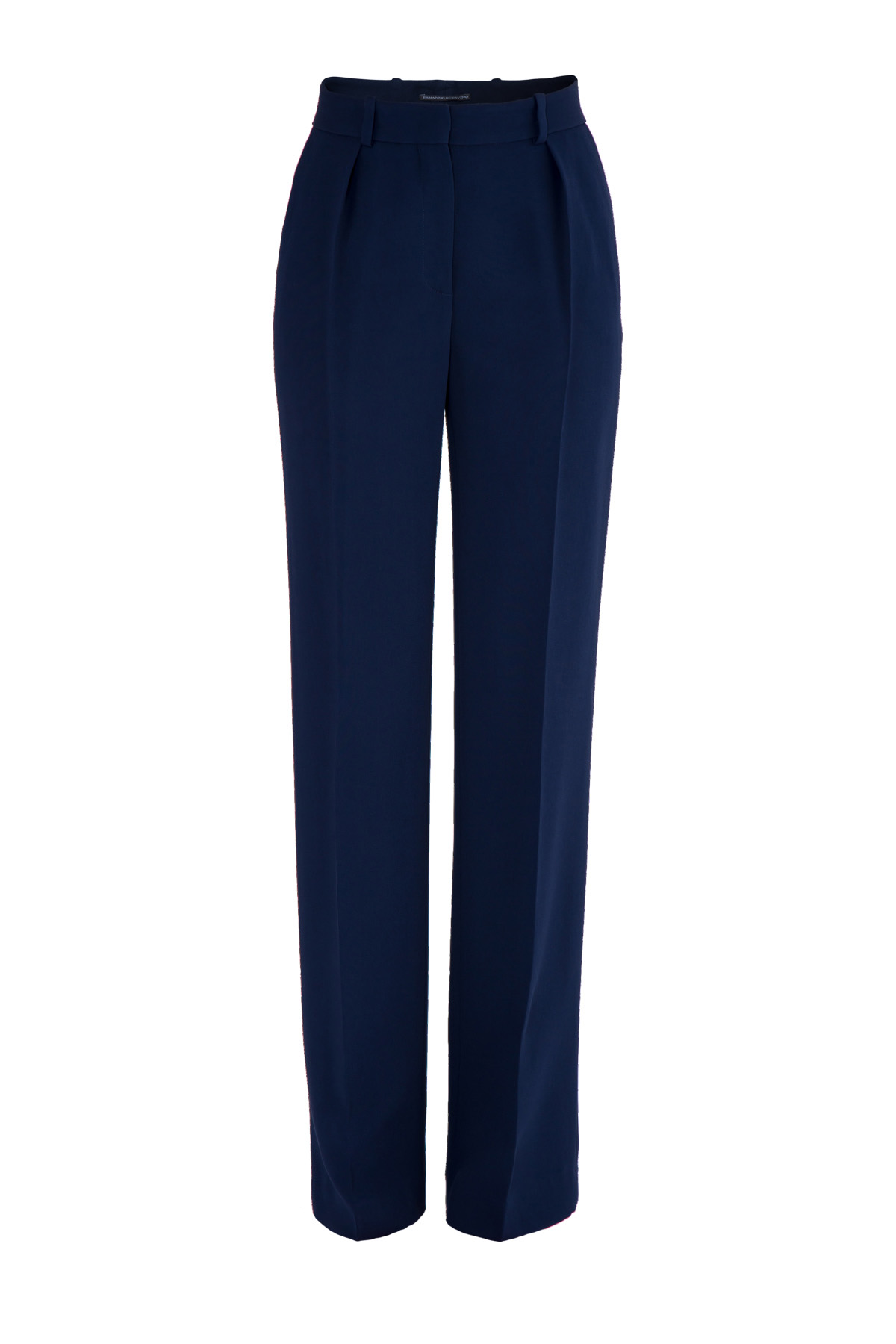 Строгие брюки прямого кроя с заложенными складками от пояса ERMANNO SCERVINO, цвет синий, размер 46;48 - фото 1