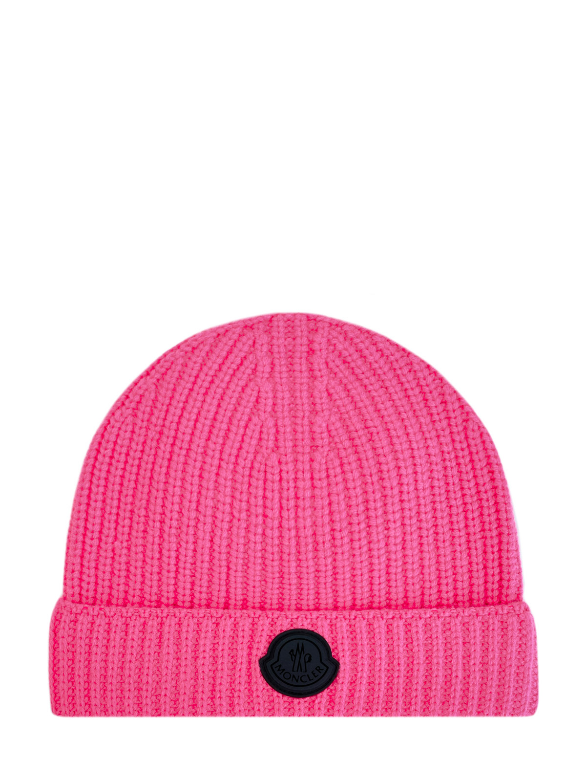 Яркая шапка из шерсти и кашемира с отворотом MONCLER, цвет розовый, размер 40.5;41;41.5;42;42.5;43;43.5;44 - фото 1