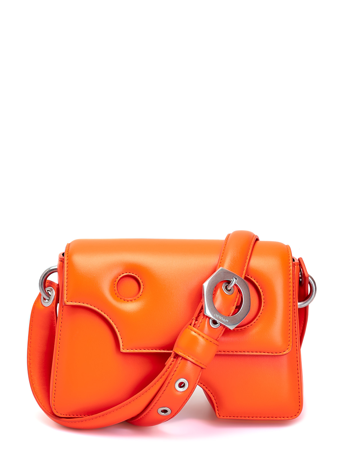 Эффектная сумка Burrow из гладкой матовой кожи OFF-WHITE, цвет оранжевый, размер 40.5;41;41.5;42;42.5;43;43.5;44 - фото 1