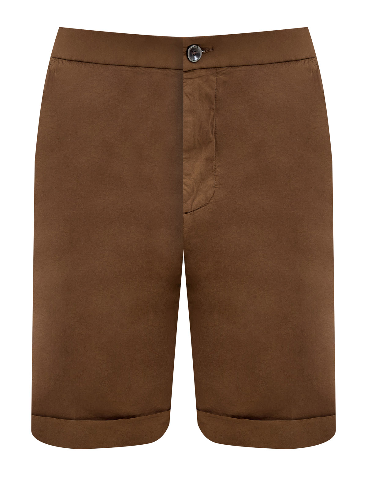 

Шорты из хлопка stretch с отворотами и литой символикой, Коричневый, Шорты из хлопка stretch с отворотами и литой символикой