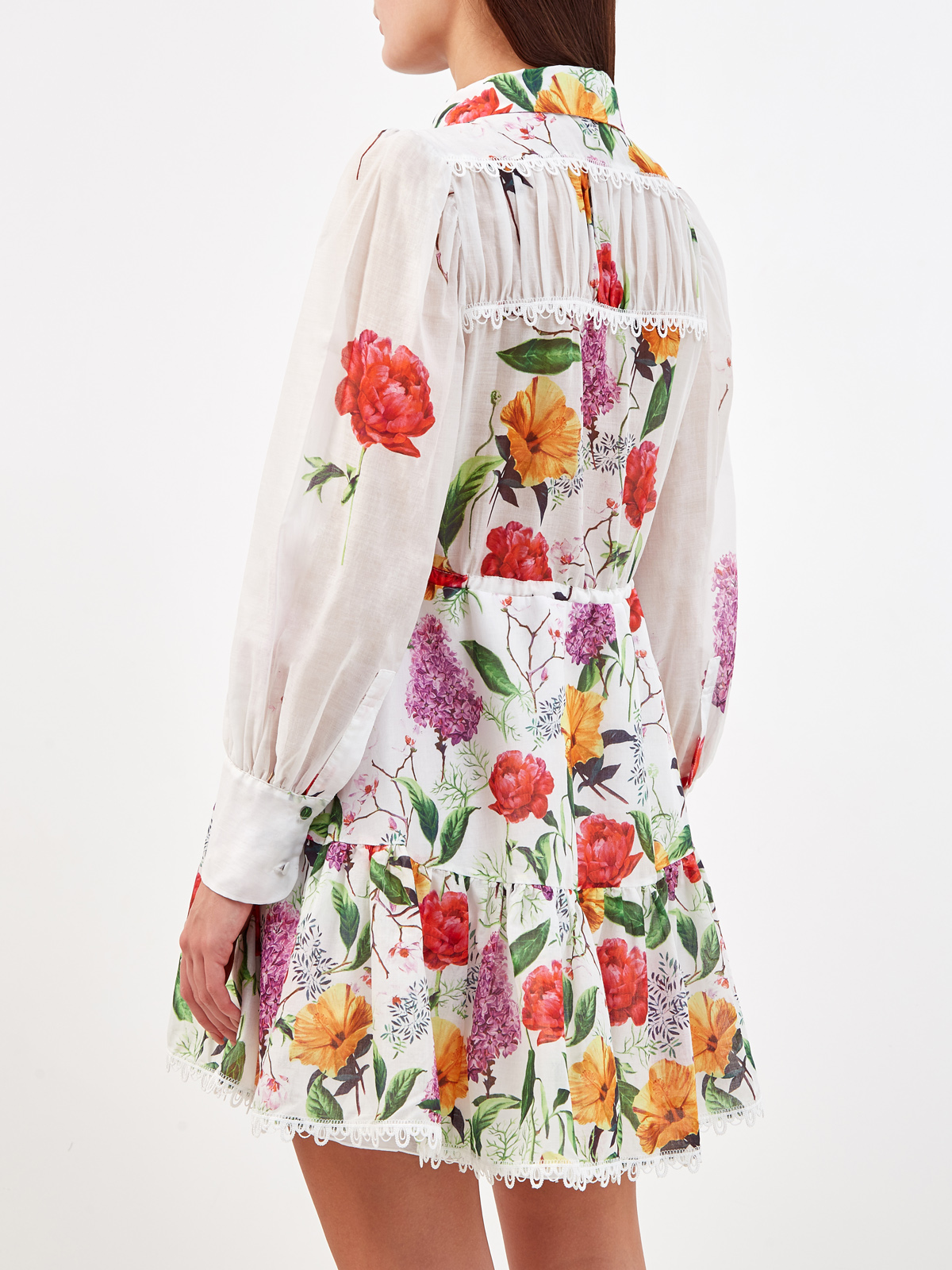 Платье-рубашка Begonia с кружевным декором и принтом CHARO RUIZ IBIZA, цвет белый, размер S;M;L - фото 4