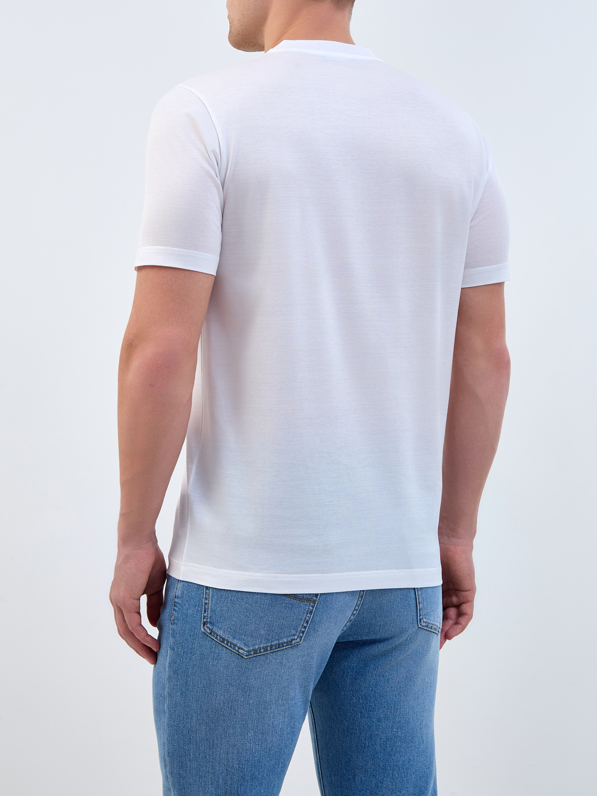 Базовая футболка из хлопка с вышитым логотипом в тон BERTOLO, цвет белый, размер 48;50;52;54;56 - фото 4