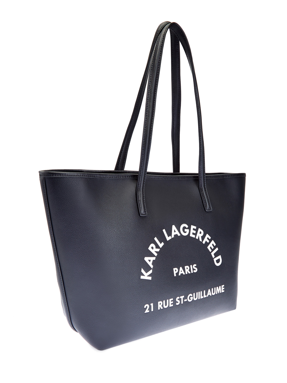 Монохромная сумка из гладкой кожи с принтом Rue St-Guillaume KARL LAGERFELD, цвет черный, размер 5;6;7 - фото 3