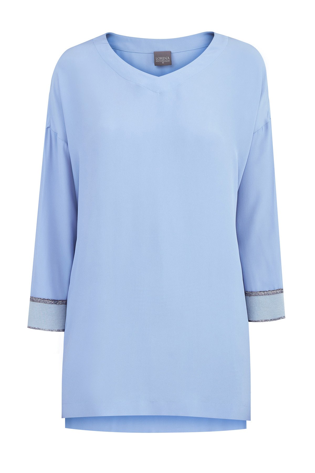 Блуза свободного кроя с трикотажными манжетами LORENA ANTONIAZZI, цвет голубой, размер 40;42 - фото 1