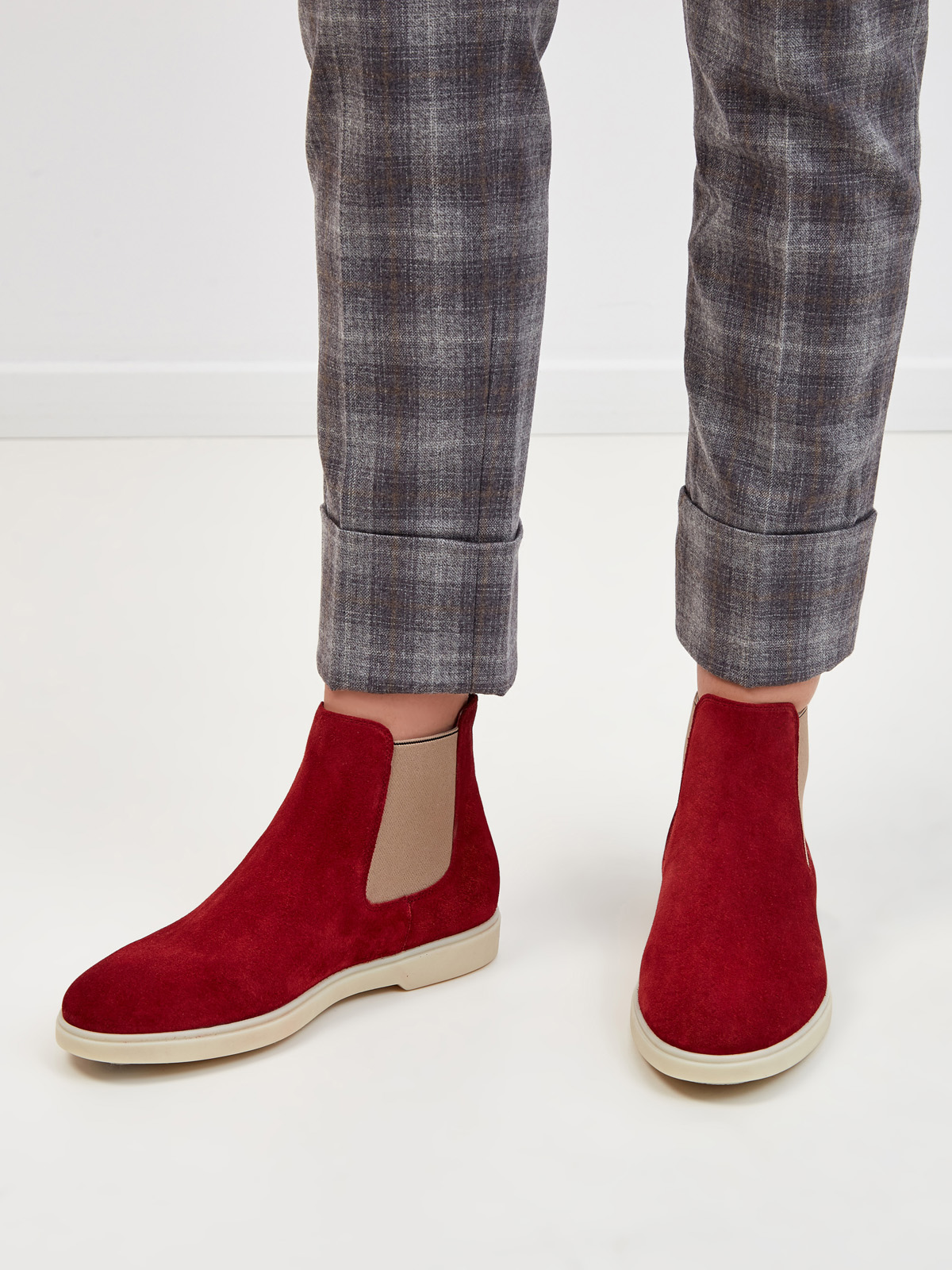 Ботинки в стиле casual из бархатистой замши SANTONI, цвет бордовый, размер 36.5;38;39.5;38.5;37;40.5 - фото 2