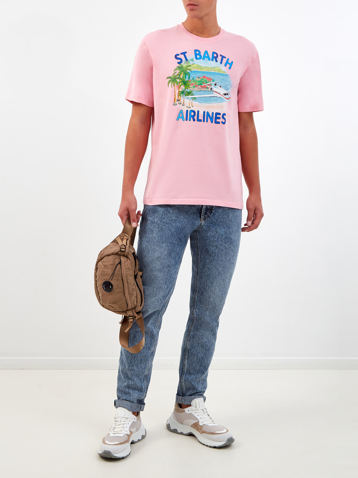 Хлопковая футболка с принтом St.Barth Airlines MC2 SAINT BARTH, цвет розовый, размер 2XL - фото 2