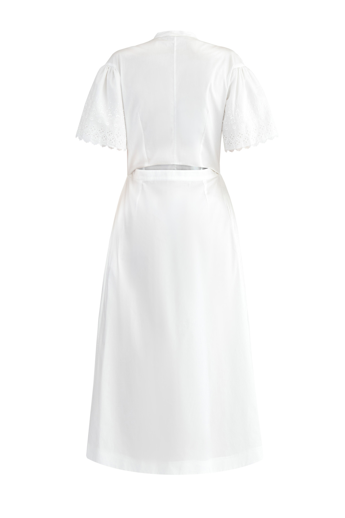 Платье из хлопкового поплина с перфорированной кружевной вышивкой STELLA McCARTNEY, цвет белый, размер M - фото 2