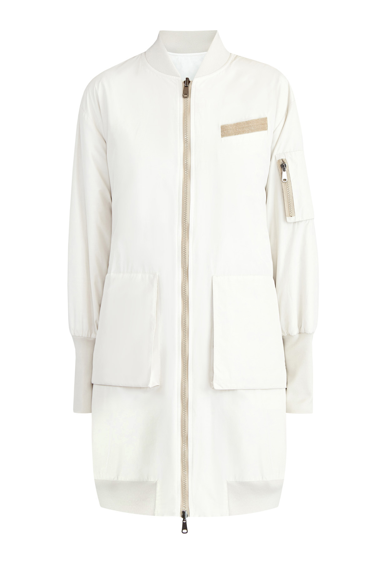 Двусторонняя куртка-бомбер с декором Мониль BRUNELLO CUCINELLI, цвет белый, размер 42 - фото 1