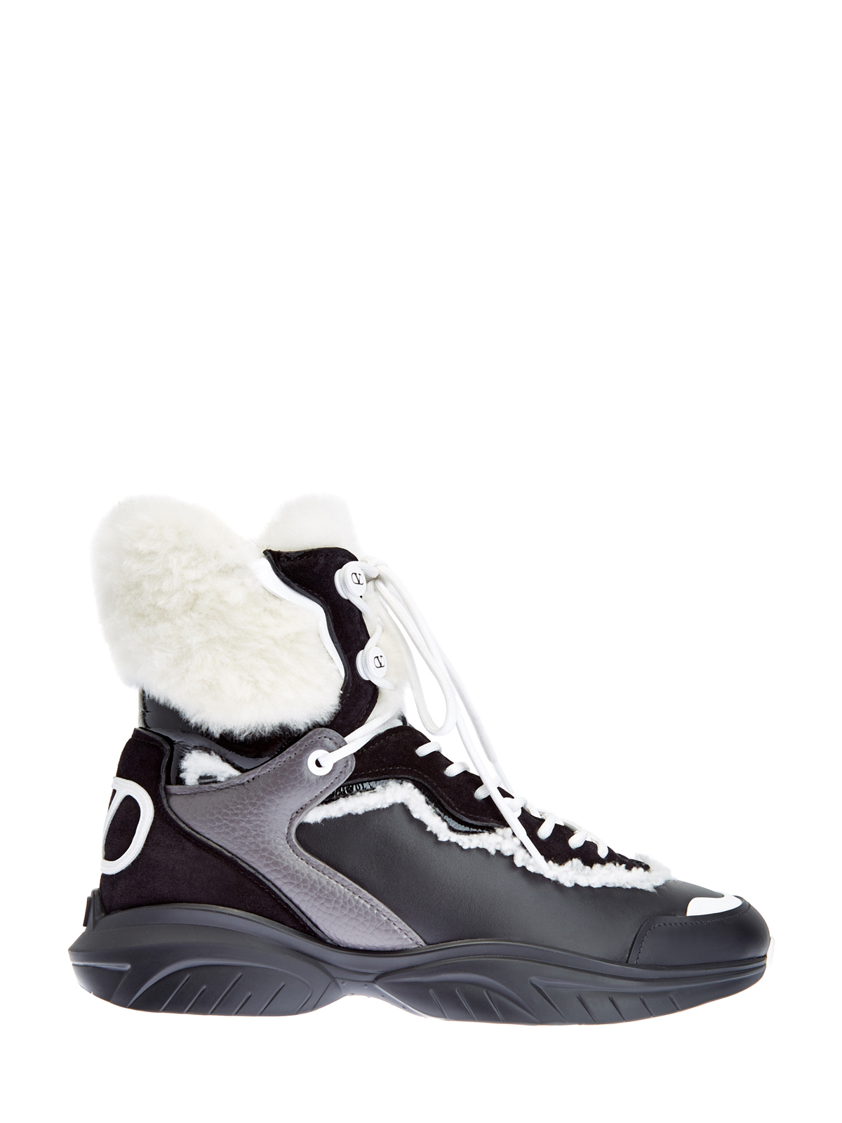 Утепленные мехом ботинки в треккерском стиле VALENTINO GARAVANI, цвет черный, размер 36;36.5;37.5;39.5 - фото 1