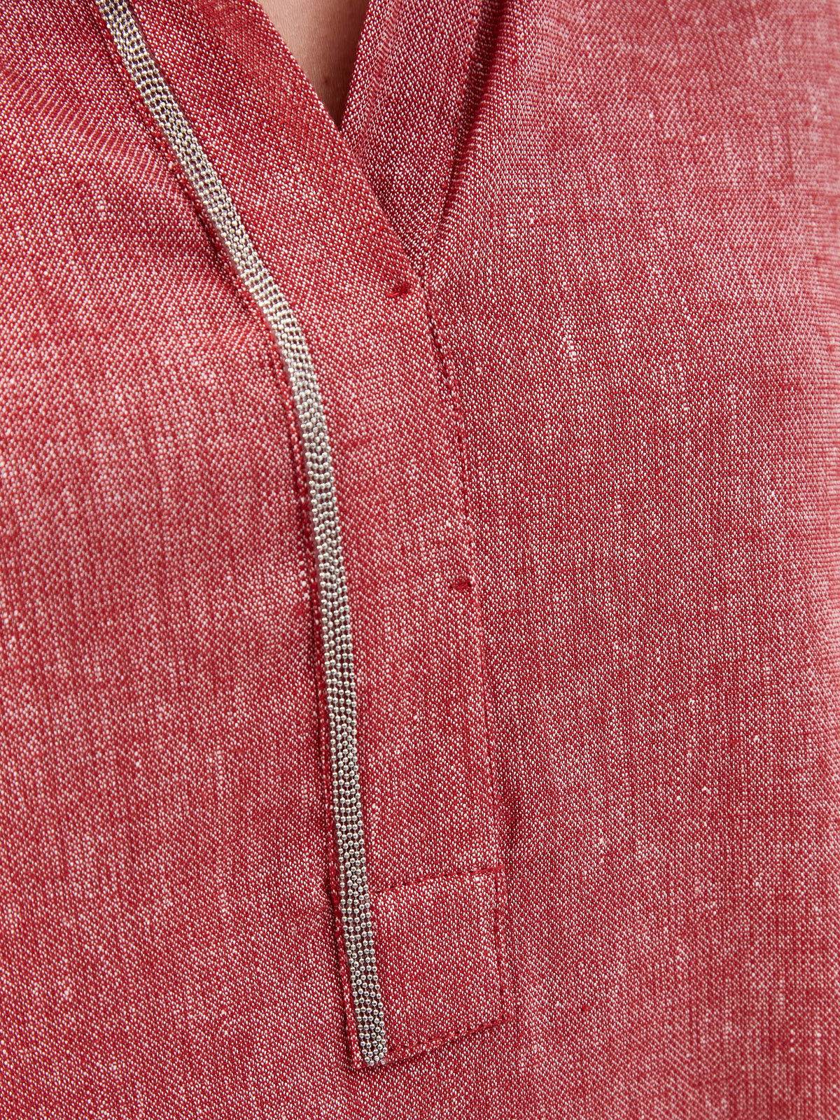 Свободное платье из меланжевого хлопка и льна с цепочками RE VERA, цвет бордовый, размер 48;50;46 - фото 3