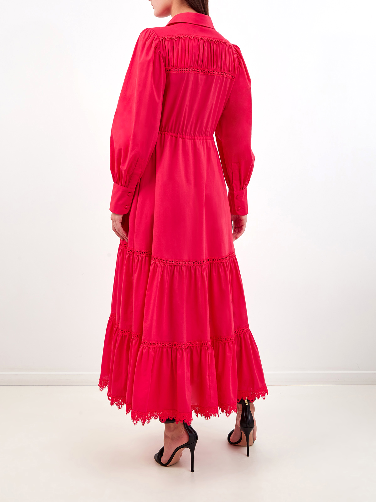 Платье-рубашка Lotus из хлопка с кружевной вышивкой CHARO RUIZ IBIZA, цвет розовый, размер S;M;L;XL - фото 4