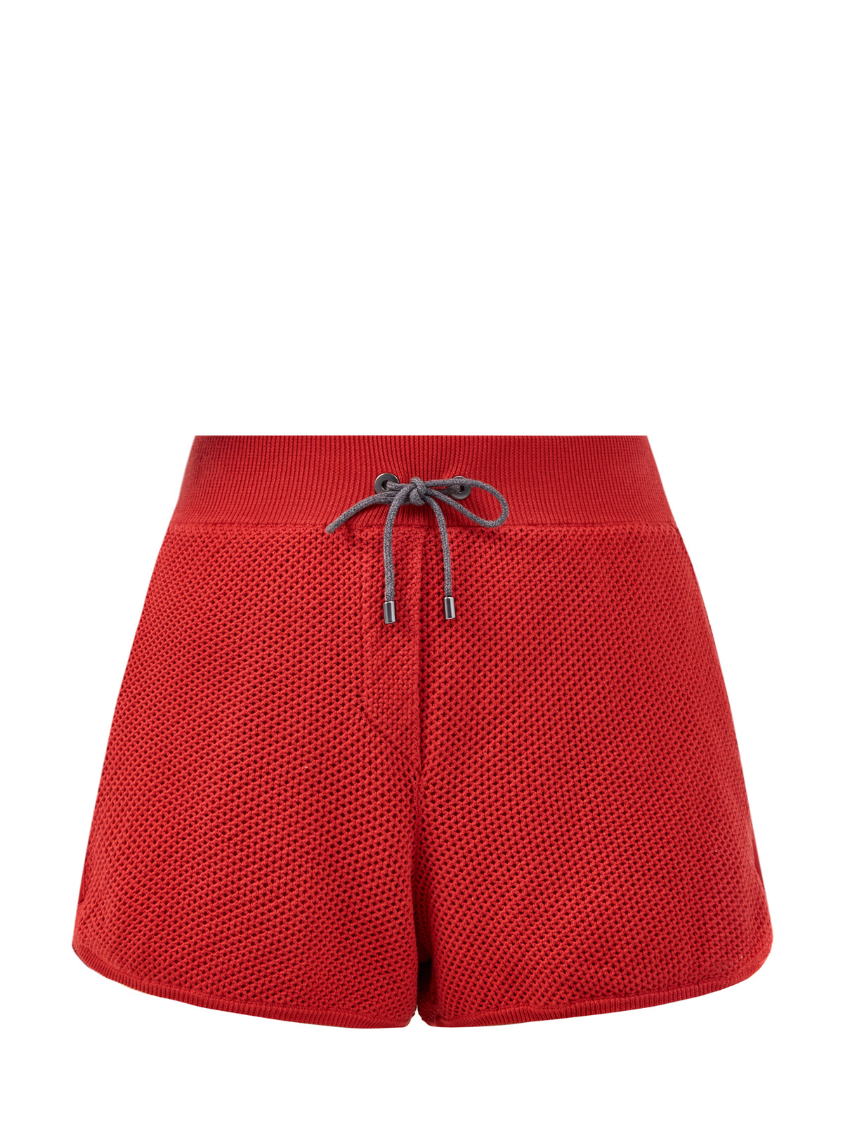 Шорты из хлопкового трикотажа с сетчатой отделкой и карманами BRUNELLO CUCINELLI, цвет красный, размер 44;38