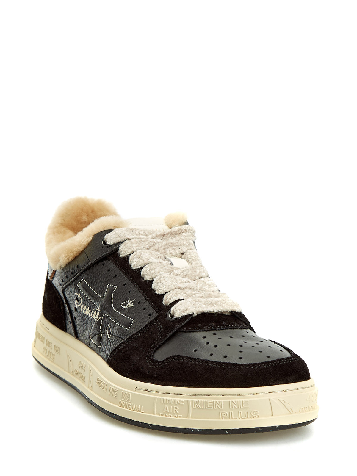 Кеды Quinn из крупнозернистой кожи и замши с меховой подкладкой Черный, фото 3