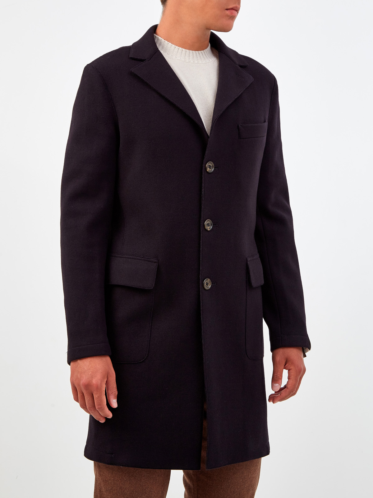 Однобортное пальто ручной работы из плотной шерсти ELEVENTY, цвет синий, размер 48;50;52;54 - фото 3