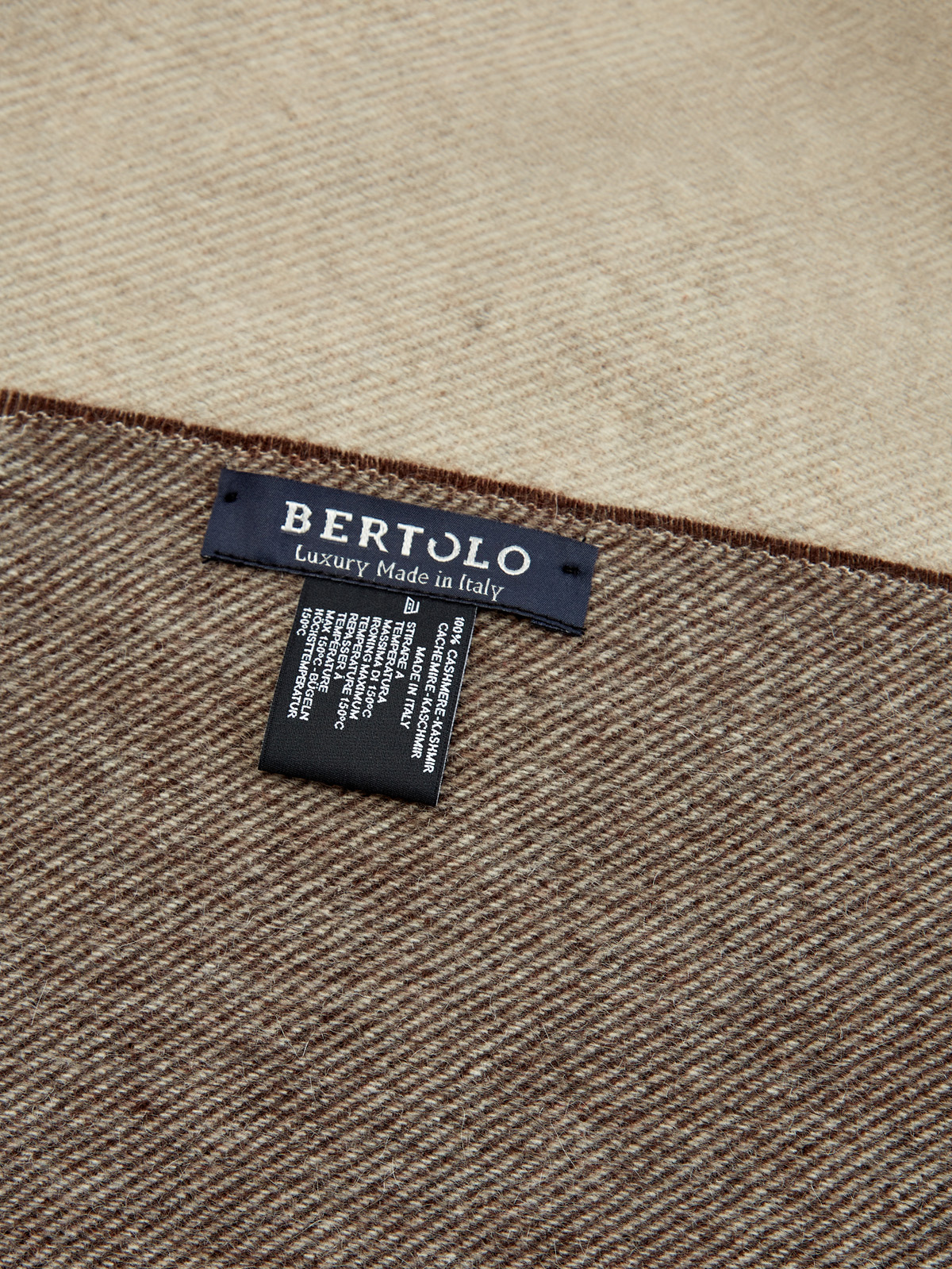 Кашемировый шарф ручной работы в бежево-коричневой гамме BERTOLO CASHMERE, цвет коричневый, размер 58 - фото 3