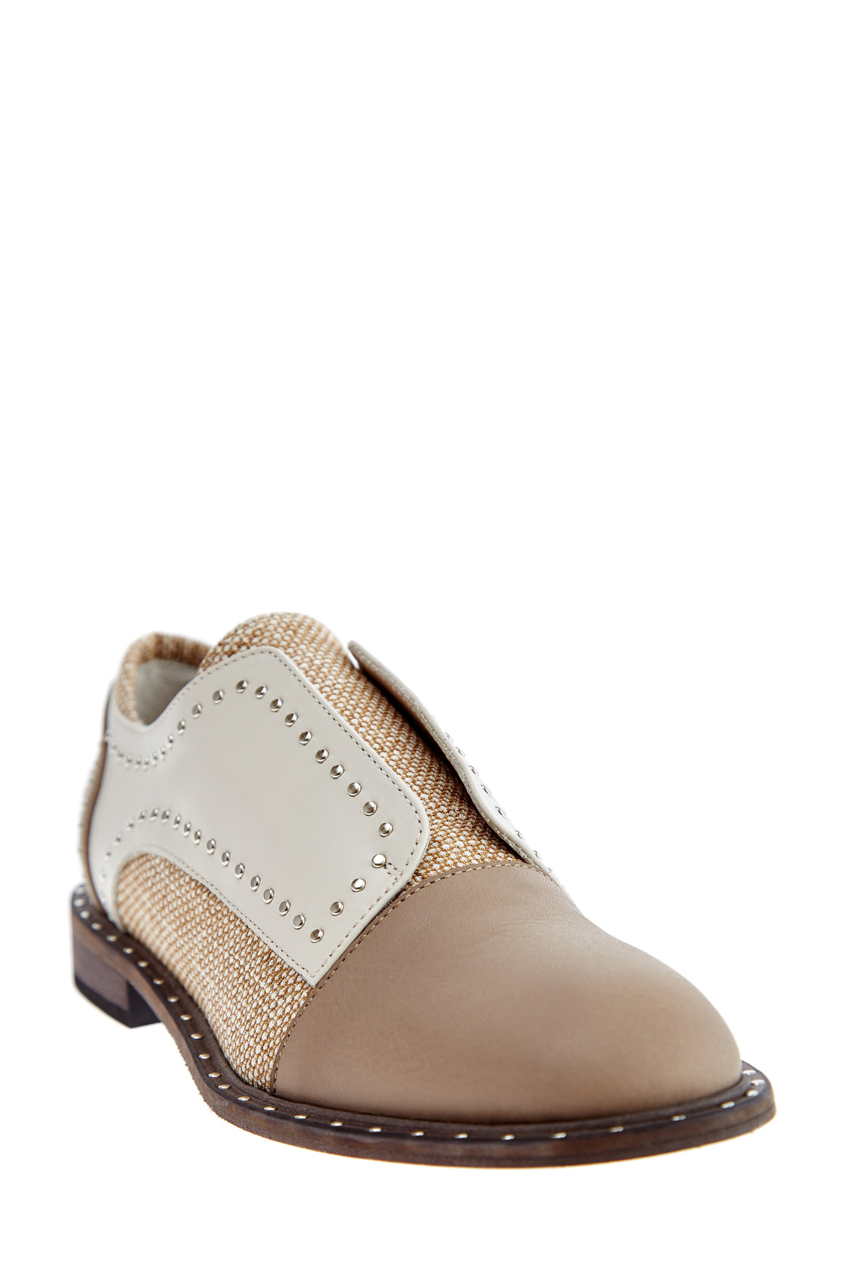 Ботинки из льна и кожи с отделкой заклепками в стиле вестерн LORENA ANTONIAZZI, цвет бежевый, размер 40 - фото 3
