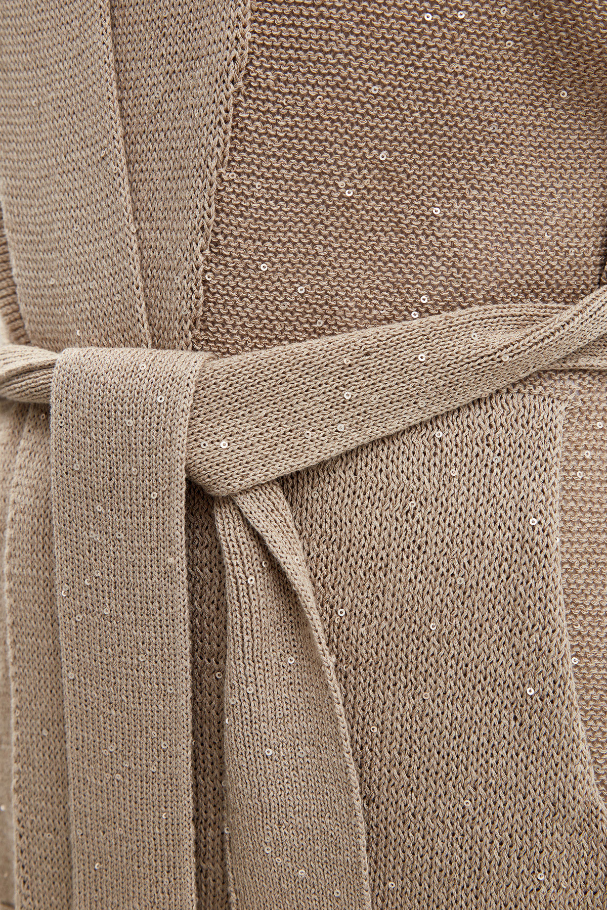 Кардиган из хлопковой пряжи с пайетками и поясом LORENA ANTONIAZZI, цвет коричневый, размер 44;40 - фото 5