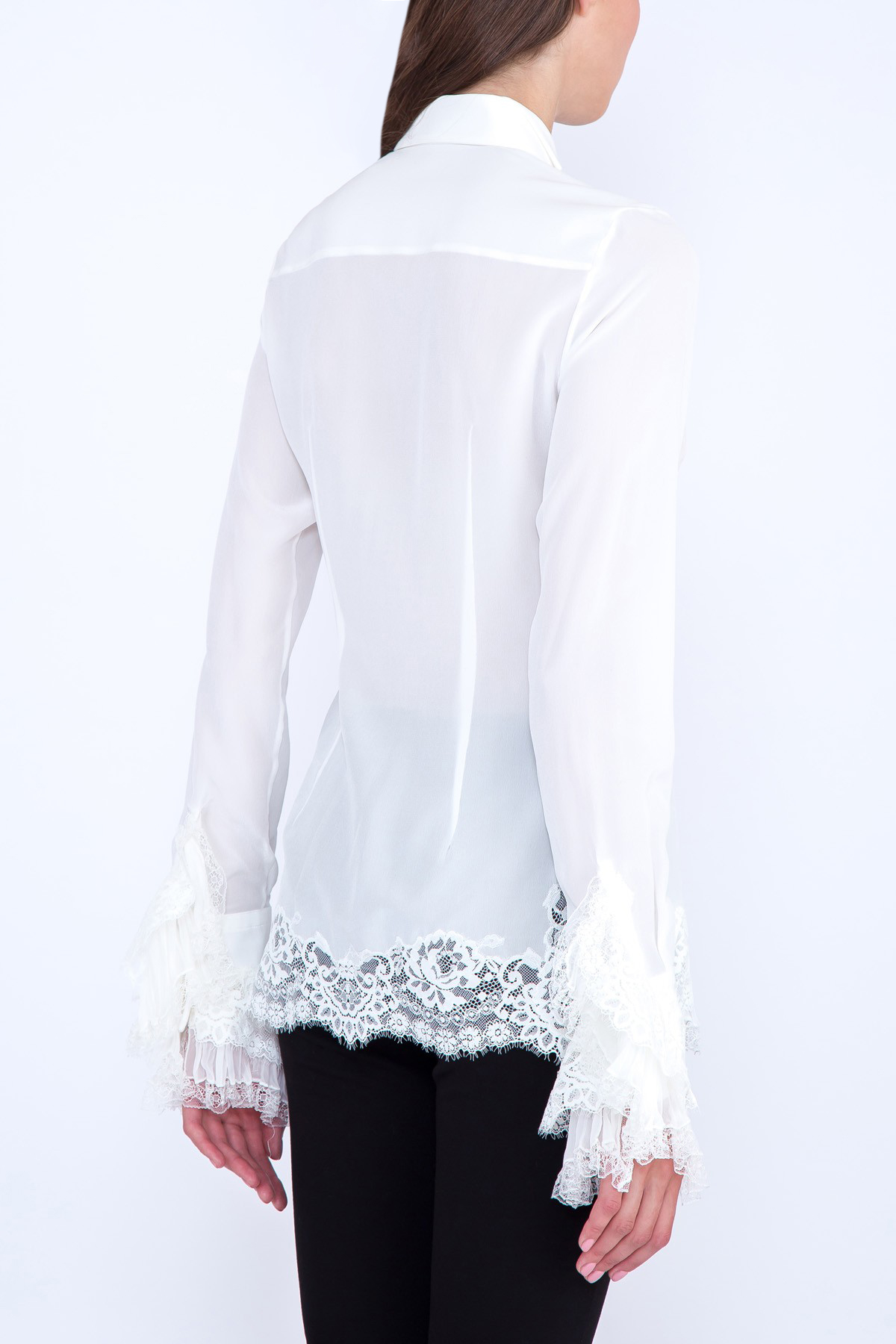 Шелковая блуза с кружевными вставками и воротом Windsor ERMANNO SCERVINO, цвет белый, размер 40;42 - фото 3