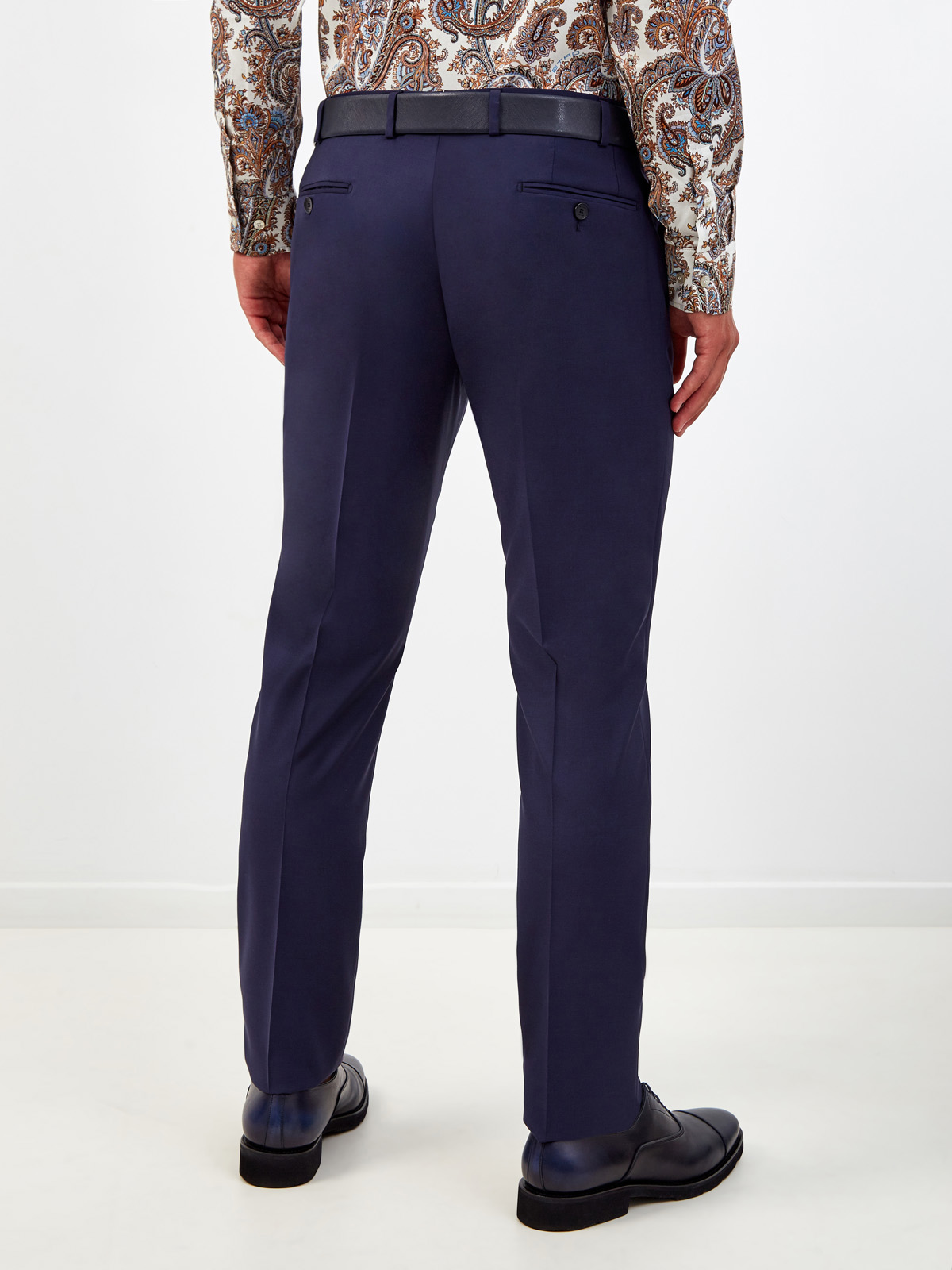 Классические брюки из тонкой костюмной шерсти ETRO, цвет синий, размер 48;50;52;54 - фото 4