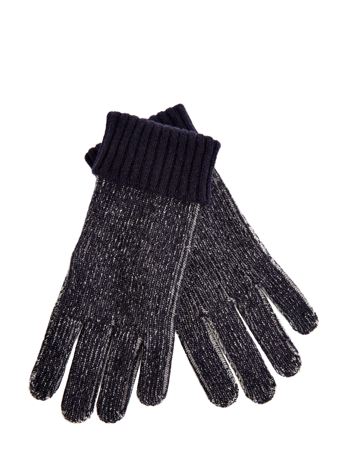 Теплые перчатки из меланжевого кашемира с отворотами ELEVENTY, цвет синий, размер 41.5;44;45 - фото 1