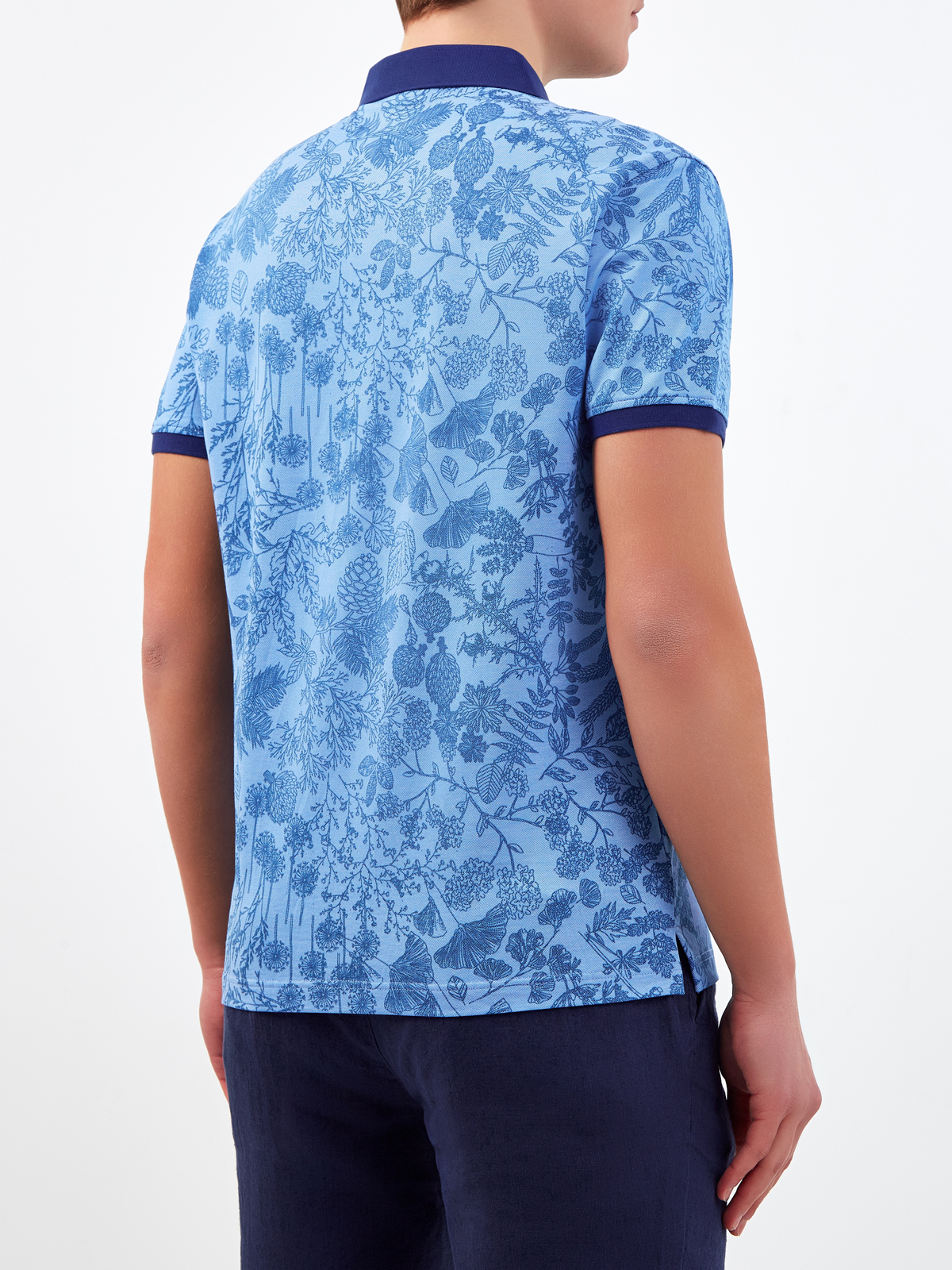Хлопковая футболка-поло с набивным принтом CUDGI, цвет синий, размер 50;52;54;56;48 - фото 4