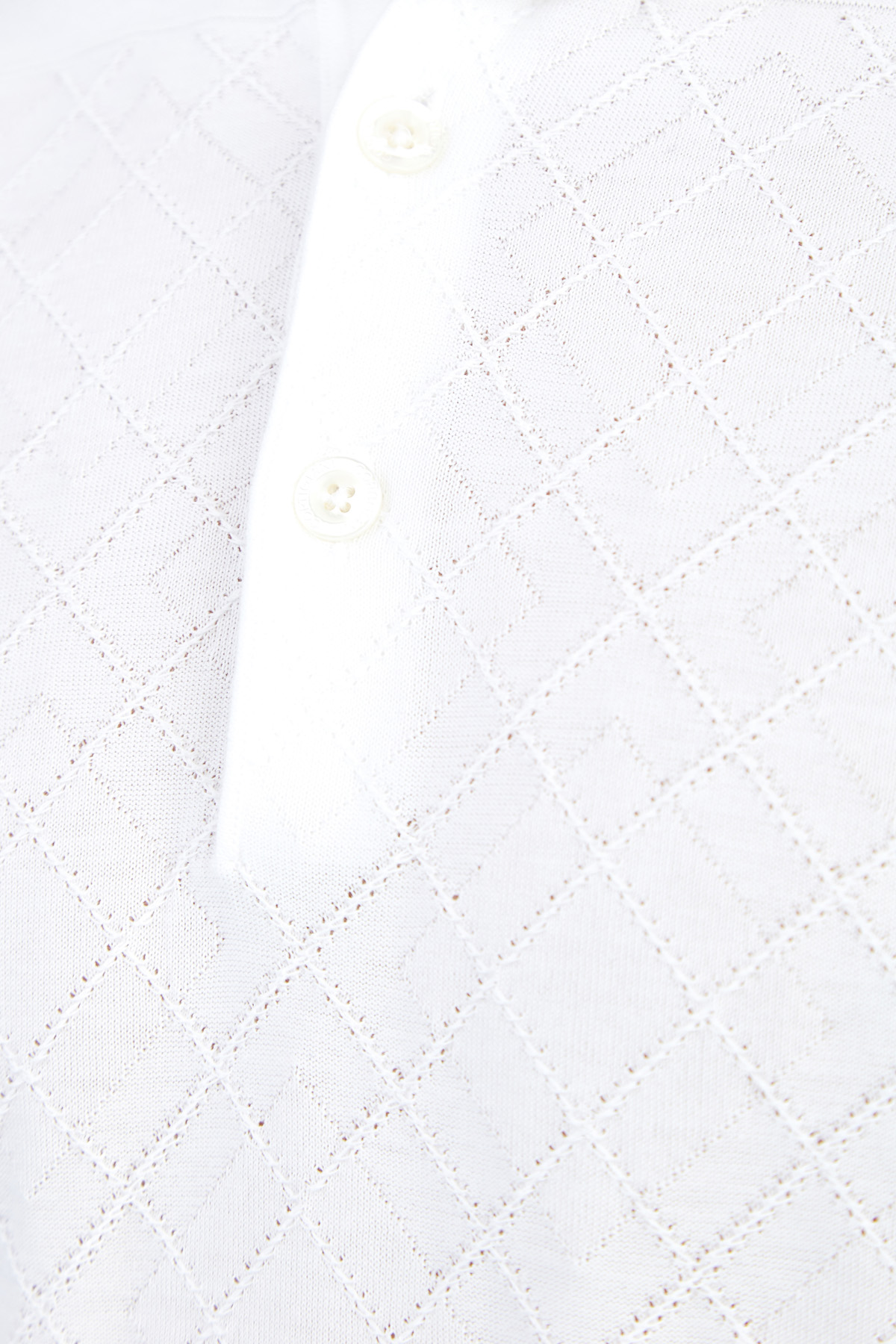 Джемпер-поло из хлопковой пряжи с вязаным узором и перфорацией CORTIGIANI, цвет белый, размер 52;58 - фото 5
