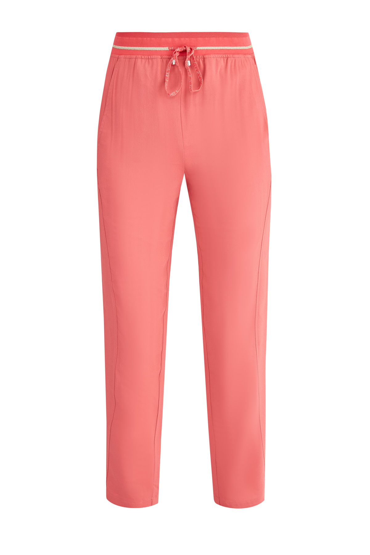 Укороченные брюки с трикотажным поясом и отделкой люрексом LORENA ANTONIAZZI, цвет розовый, размер 40;42;44 - фото 1