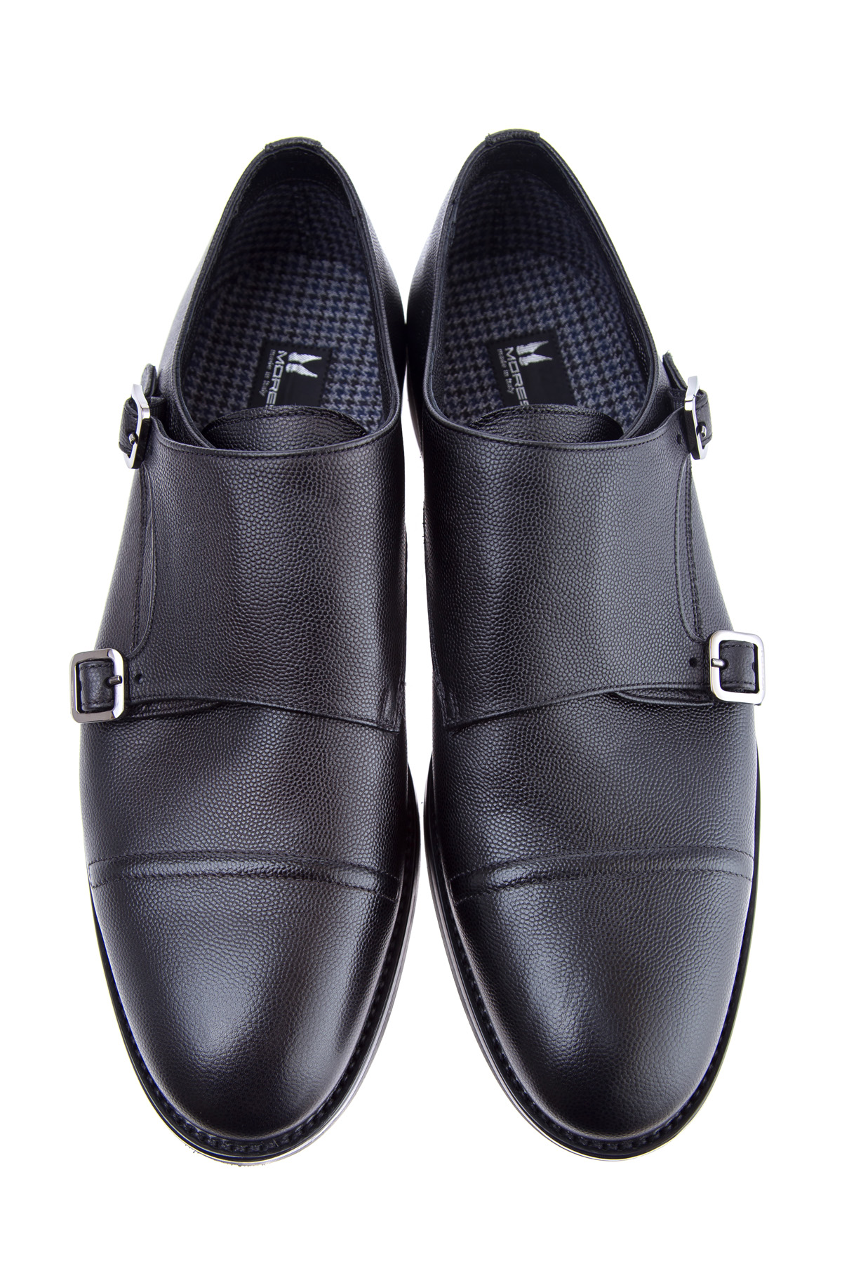 Туфли-монки из фактурной телячьей кожи MORESCHI, цвет черный, размер 40;40.5;41;42;43.5;44 - фото 6