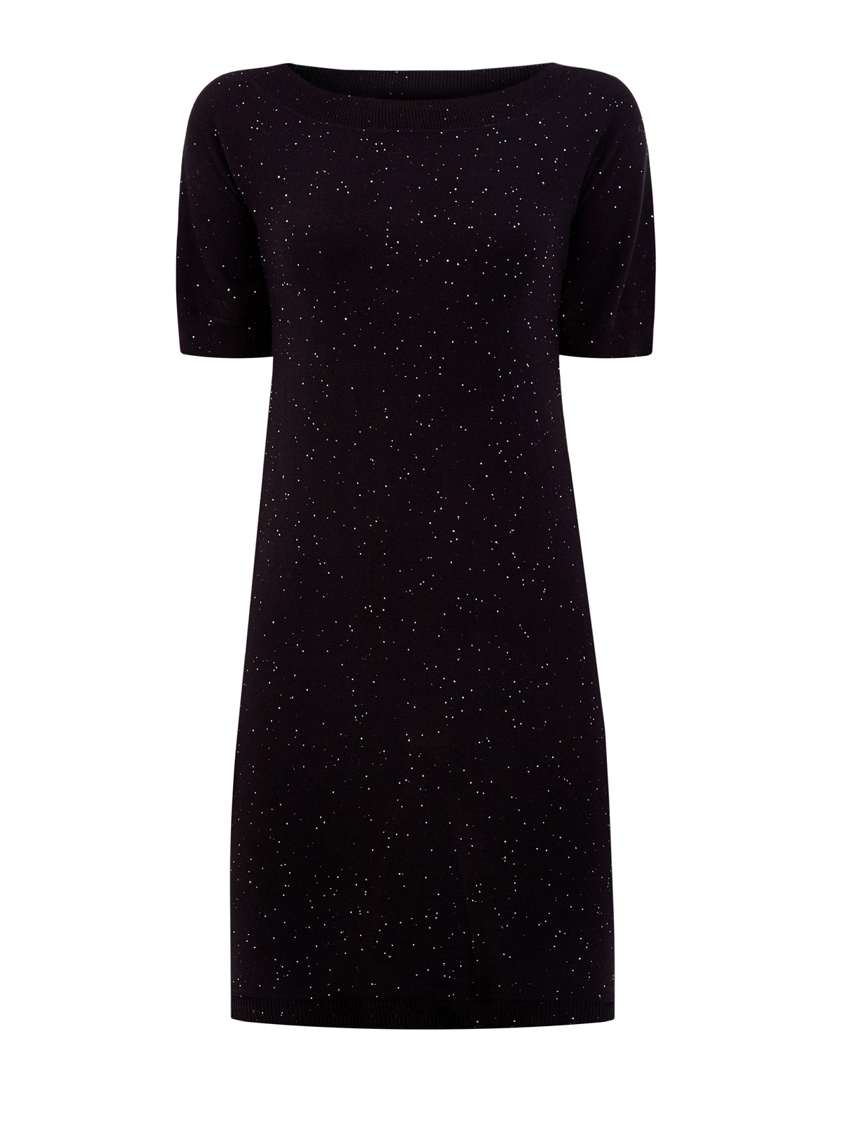 Платье из хлопковой пряжи с миниатюрными вплетенными пайетками RE VERA, цвет черный, размер XL;3XL;M - фото 1
