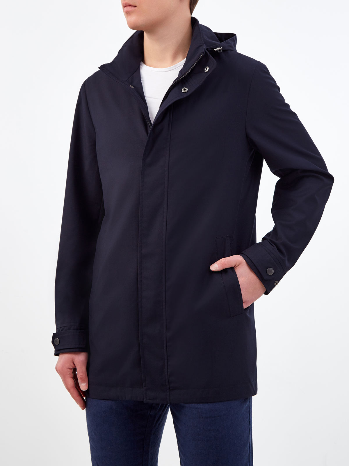 Удлиненная куртка с капюшоном и двойной застежкой CUDGI, цвет синий, размер 50;52;54;56;58;48 - фото 3