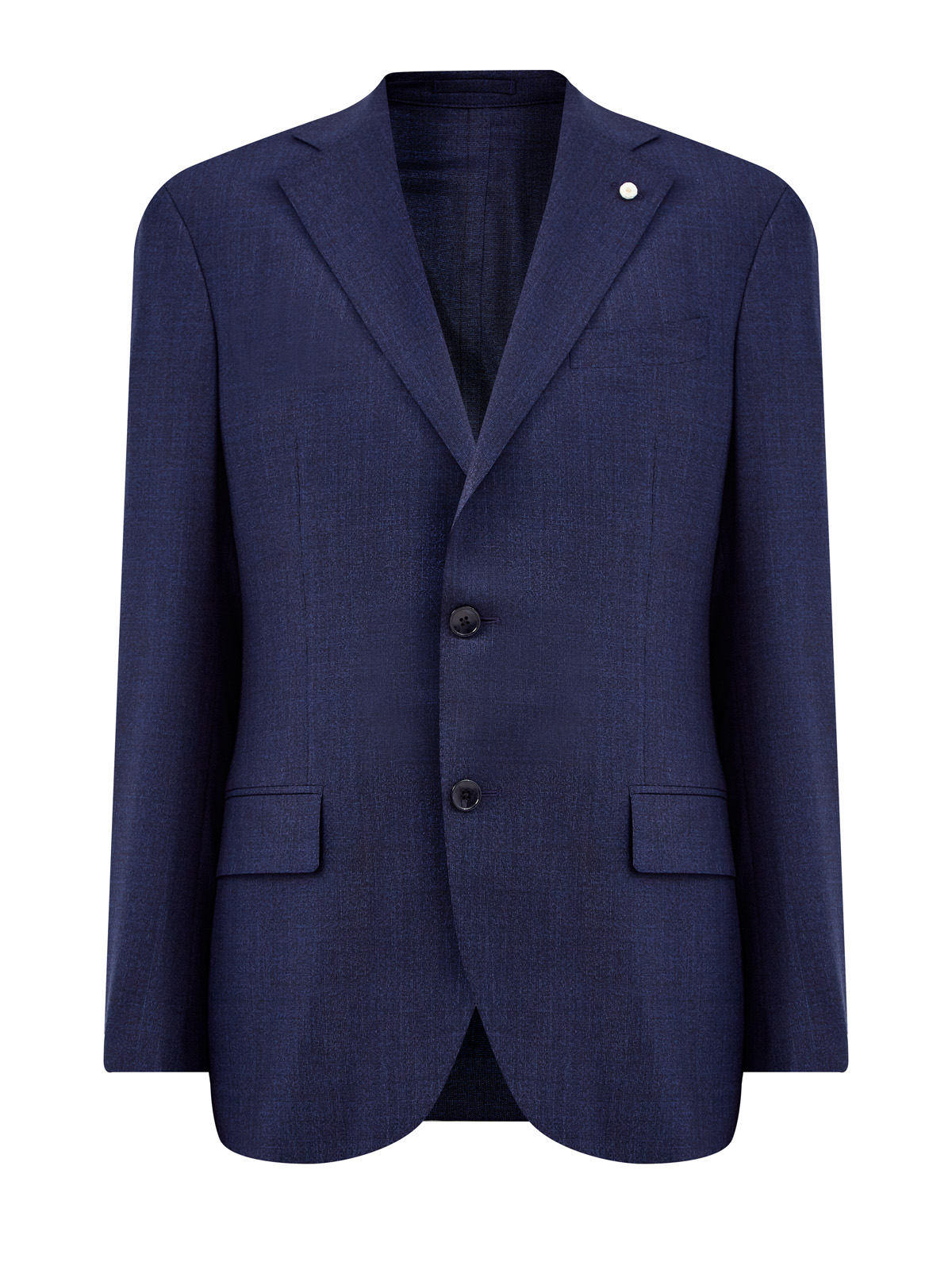 Пиджак из меланжевой шерсти с миниатюрной брошью L.B.M. 1911, цвет синий, размер 48;50;52;54;56 - фото 1