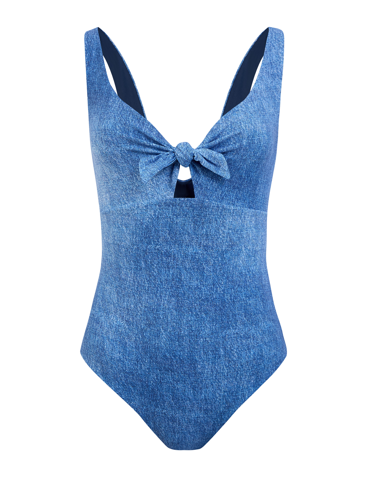 

Слитный купальник в оттенке денима с завязками на лифе, Синий, Слитный купальник в оттенке денима с завязками на лифе
