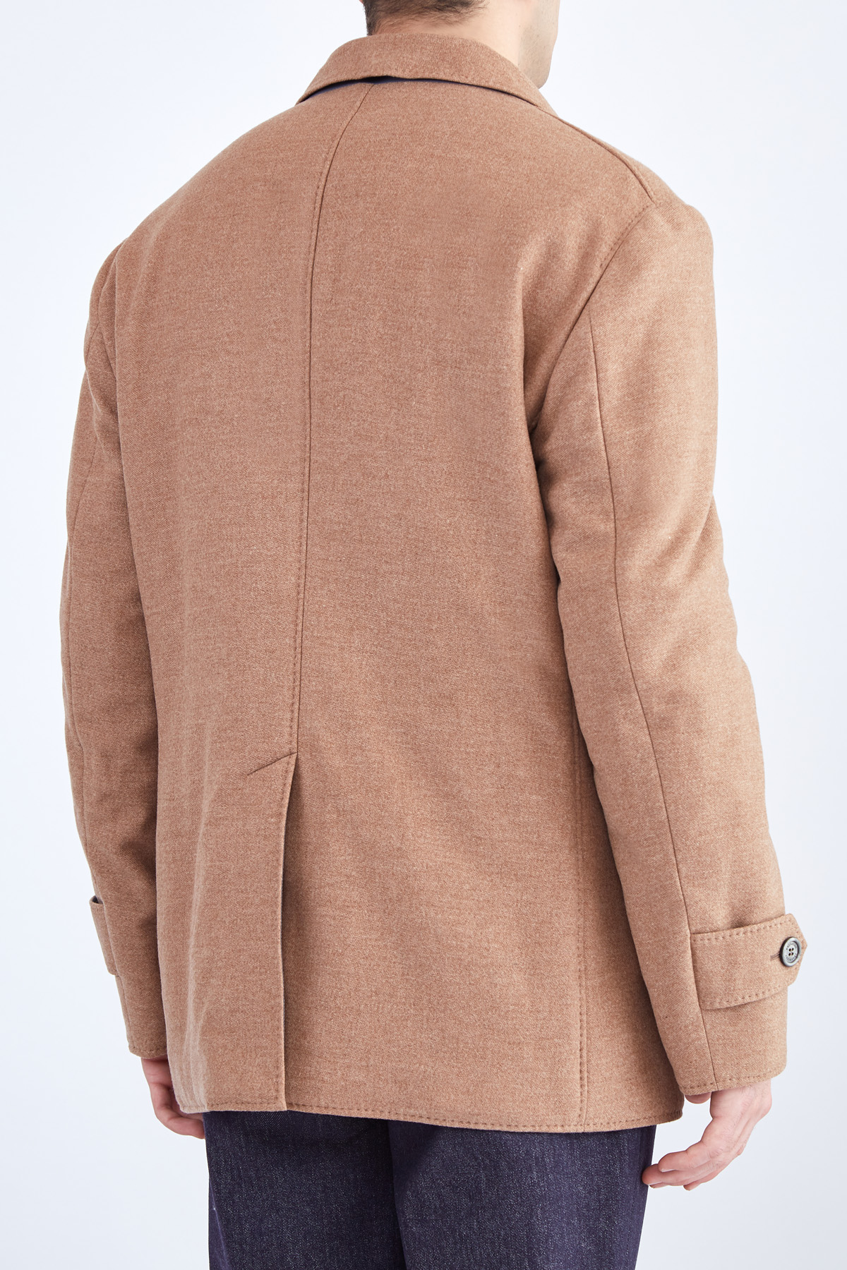 Двустороннее пальто из шерстяной фланели и нейлона Water Resist BRUNELLO CUCINELLI, цвет коричневый, размер 48;50 - фото 4