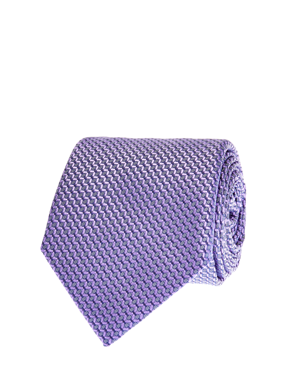 Шелковый галстук с жаккардовым 3-D принтом CANALI, цвет фиолетовый, размер M