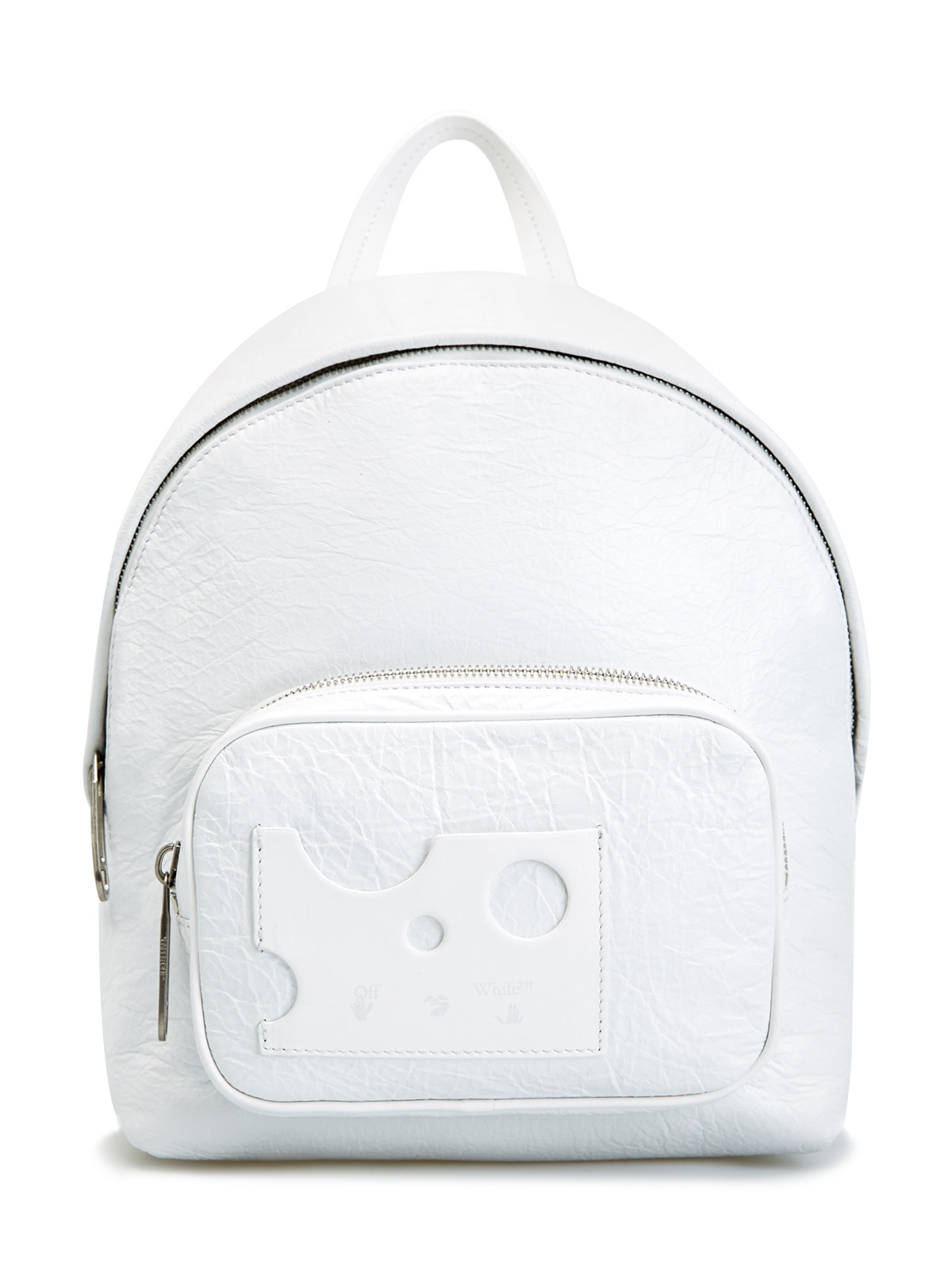 Белый рюкзак из фактурной кожи с логотипом Hands Off OFF-WHITE, размер 36;36.5;37.5;38;38.5;39;40 - фото 1