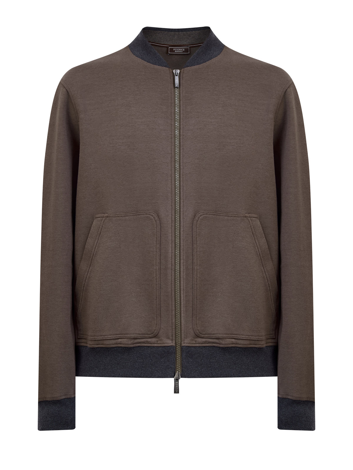 Бомбер из хлопкового интерлока с кожаной деталью 55840₽