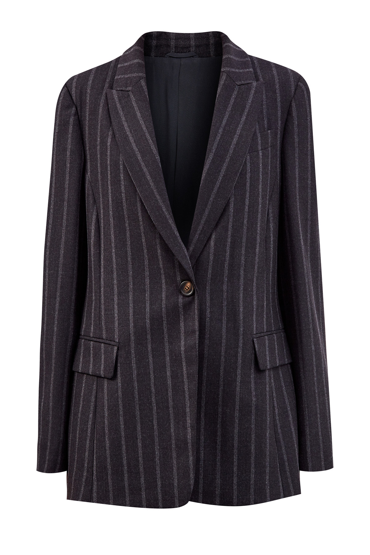 Пиджак из шерстяной ткани с вышивкой Мониль под лацканами BRUNELLO CUCINELLI, цвет черный, размер 40;42;44;46