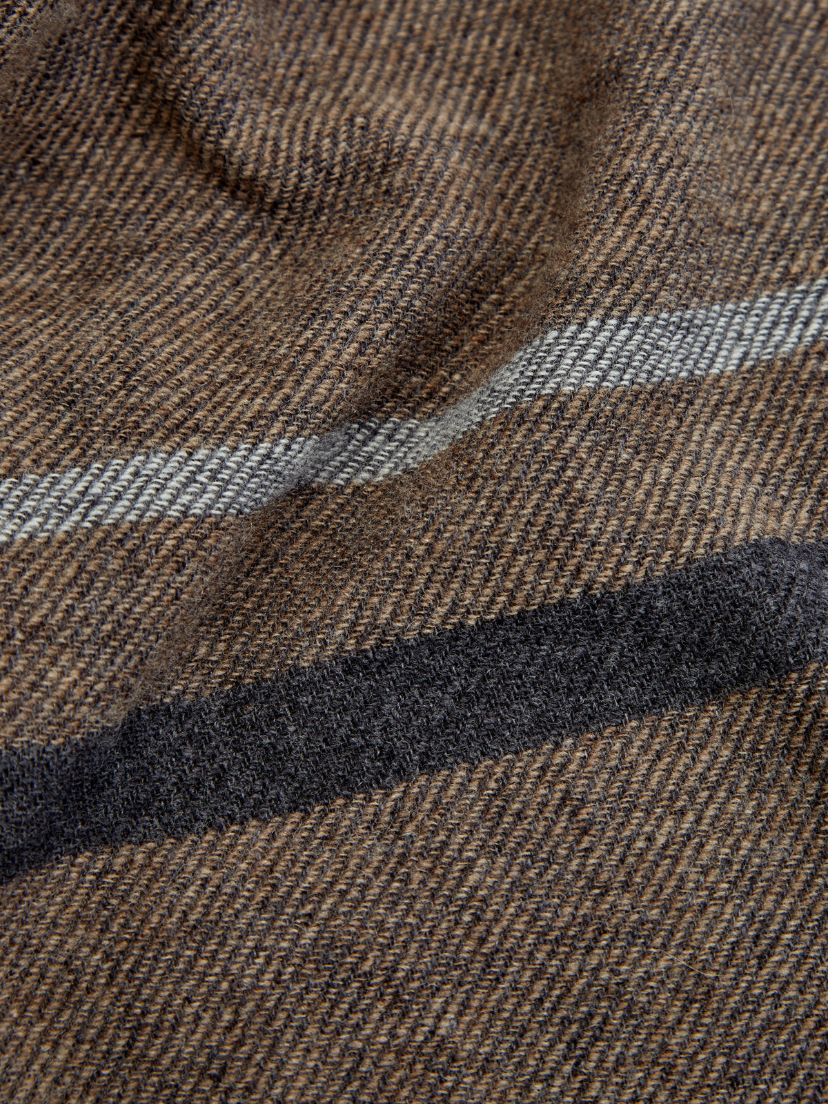 Теплый шерстяной шарф с волокнами шелка и кашемира BERTOLO CASHMERE, цвет коричневый, размер 58 - фото 2