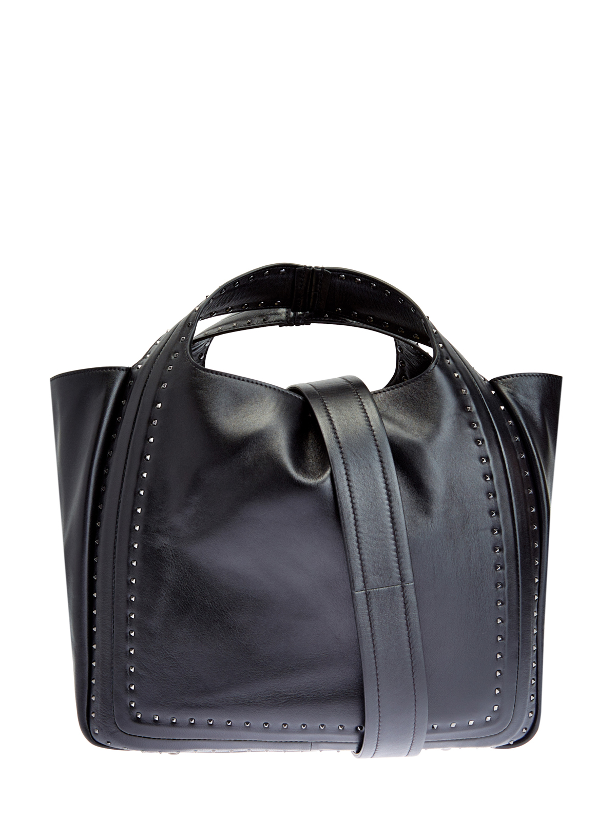 Шоппер Atelier Bag 01 Metal Stitch Edition из кожи наппа VALENTINO, цвет черный, размер 37;38;39;40;38.5 - фото 1