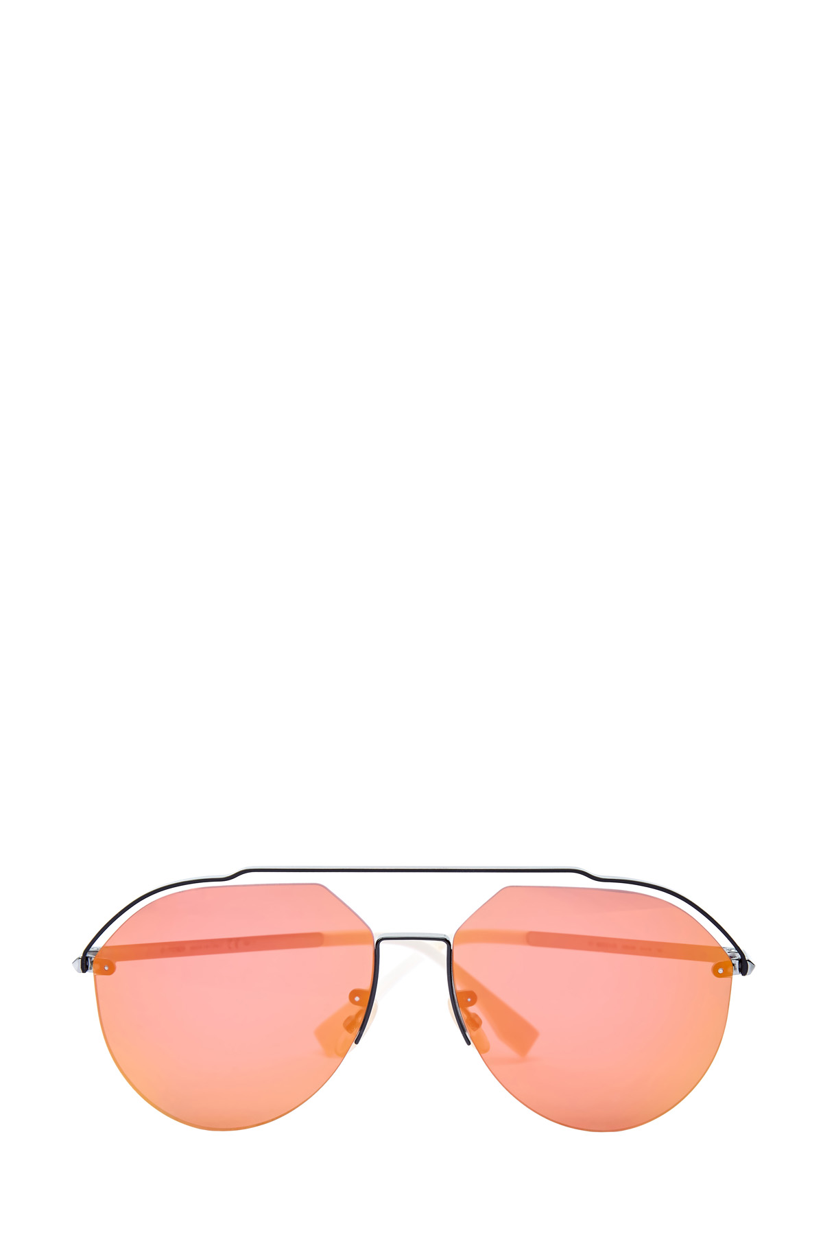 Очки-авиаторы в тонкой металлической оправе FENDI (sunglasses), цвет мульти, размер XS;S - фото 1