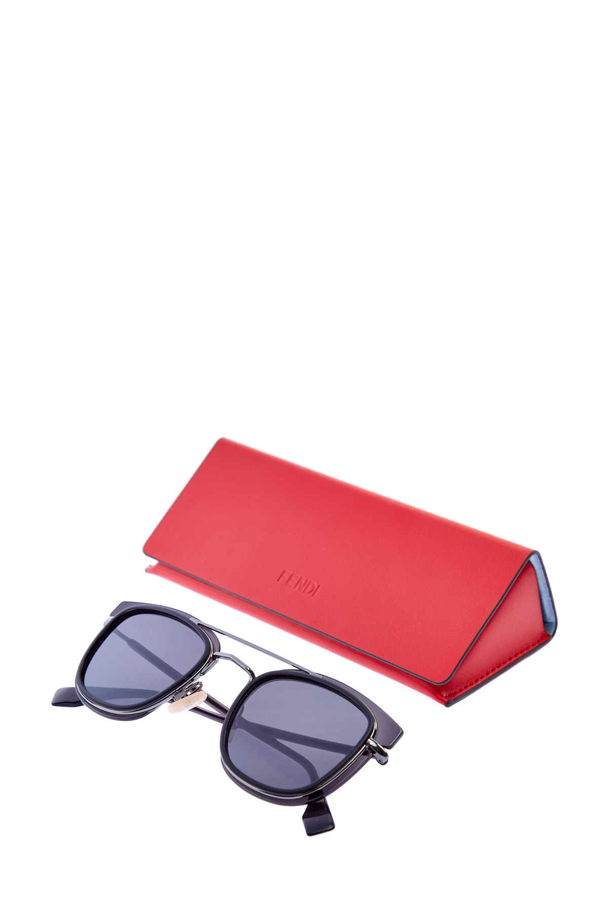 Очки в квадратной трехслойной оправе FENDI (sunglasses), цвет черный, размер XL - фото 5