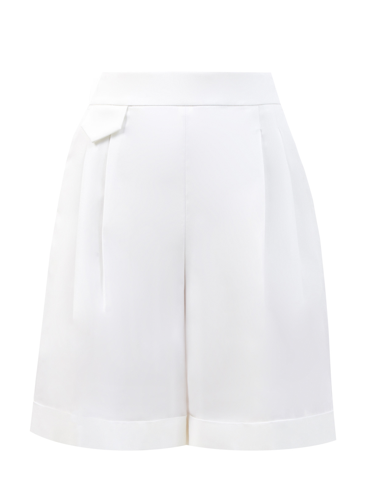 Расклешенные шорты из хлопка и лиоцелла с отворотами ELEVENTY, цвет белый, размер 42;40 - фото 1