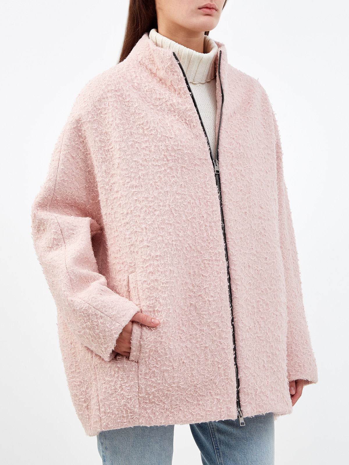 Пальто-oversize из фактурной шерсти и альпаки GIANFRANCO FERRE, цвет розовый, размер 40;42;44 - фото 3