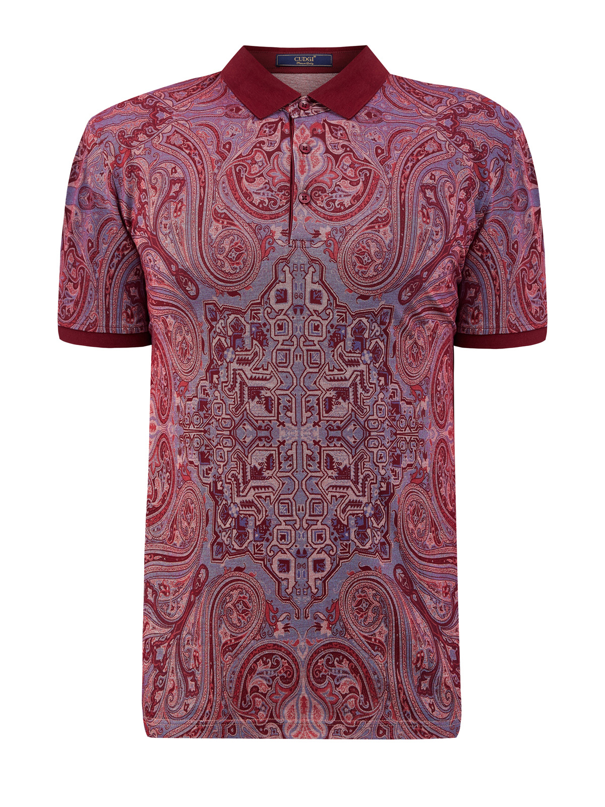 

Поло из дышащего хлопкового пике с принтом, Бордовый, Поло из дышащего хлопкового пике с принтом