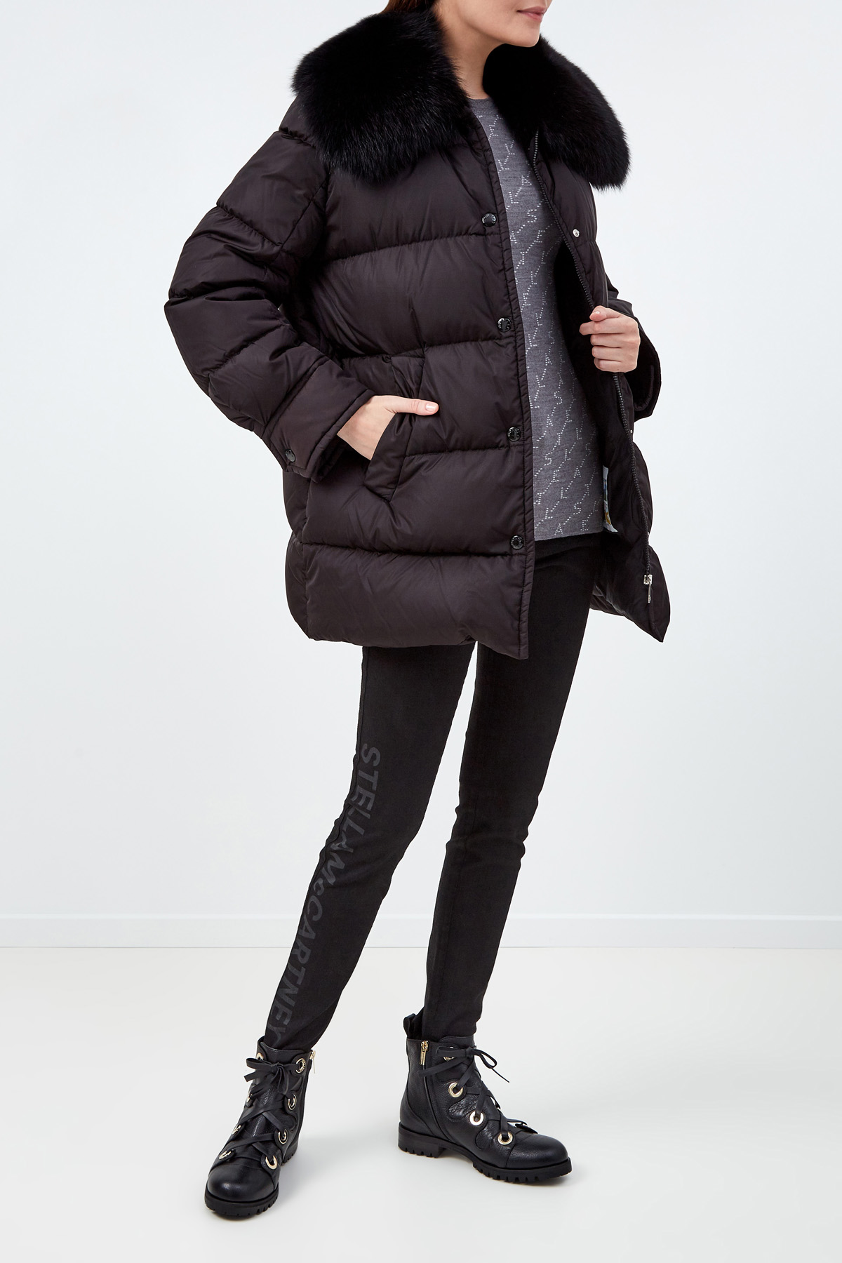 Высокие ботинки из кожи с люверсами