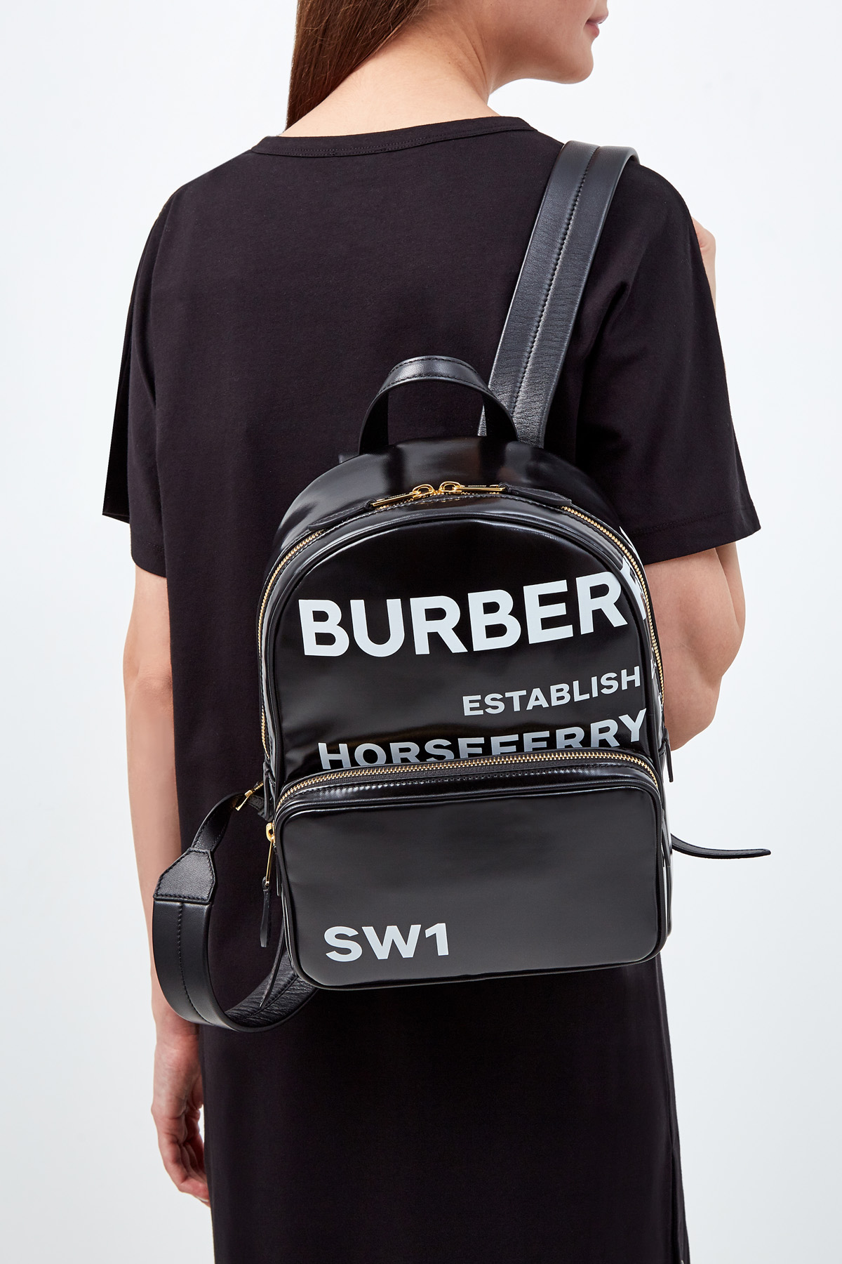 Рюкзак из габардина с полимерным напылением и принтом Horseferry BURBERRY, цвет черный, размер 40;38 - фото 2
