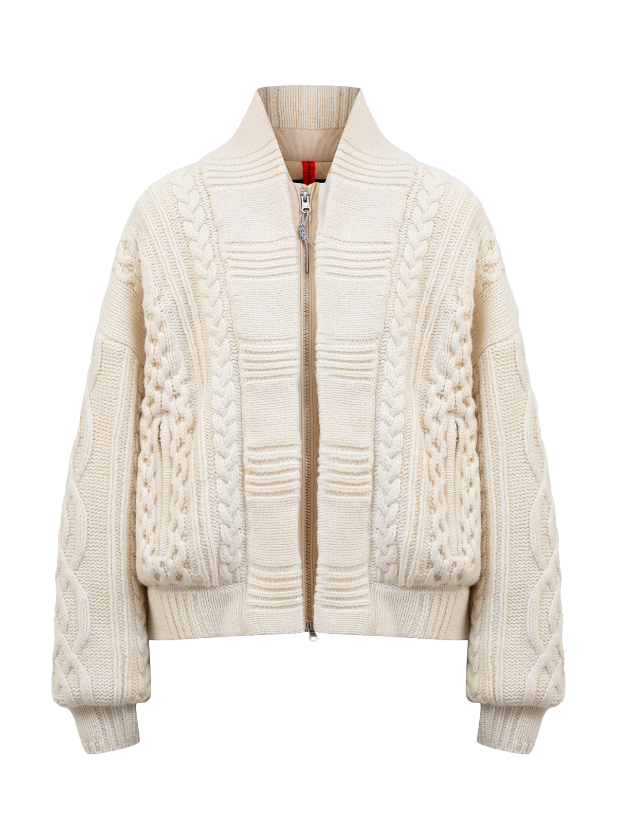 Вязаная куртка из шерсти с пуховым утеплителем и логотипом 95840₽