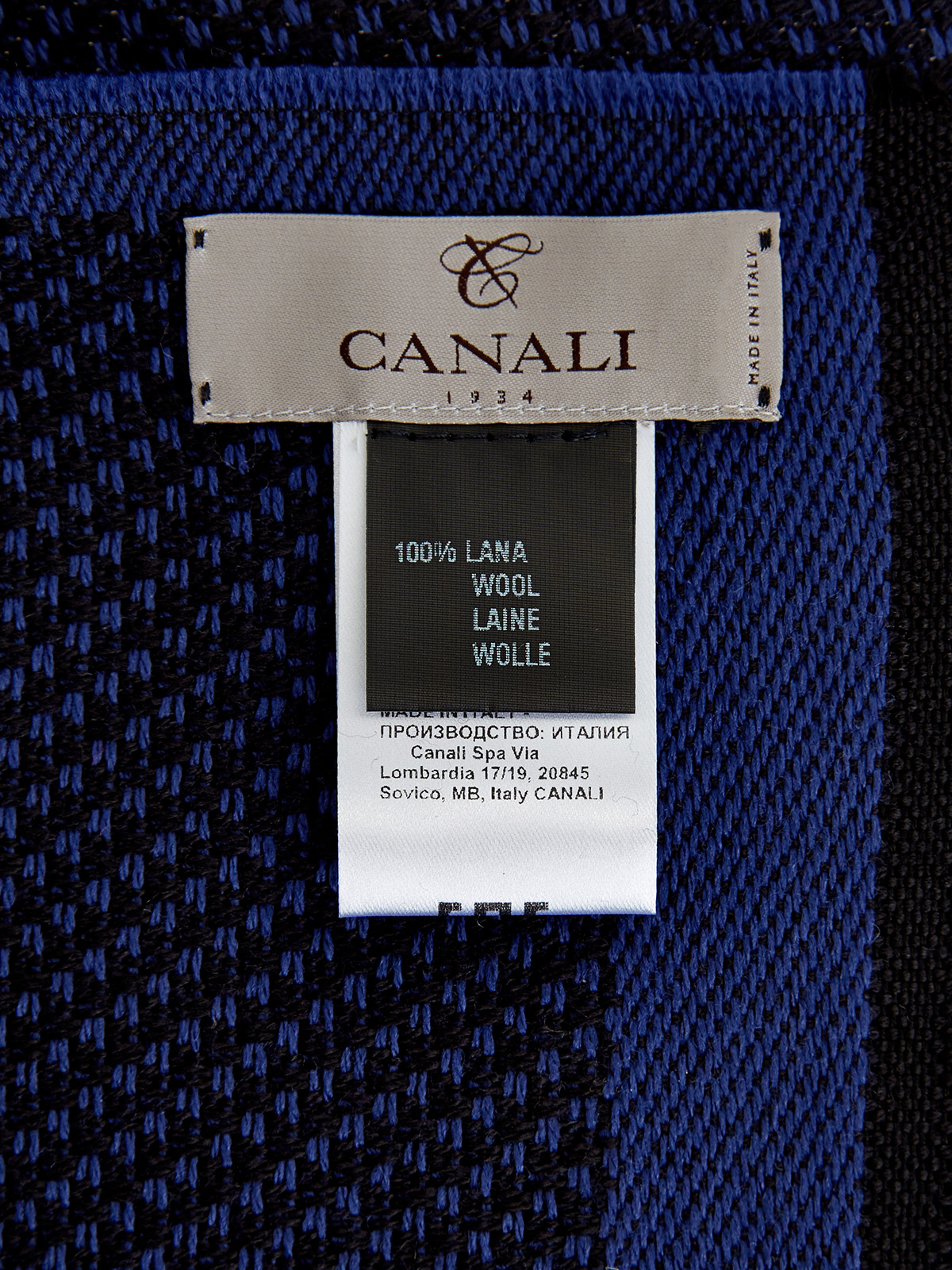 Шарф из шерсти с вязаным узором all-over CANALI, цвет синий, размер 41.5;44;45 - фото 3