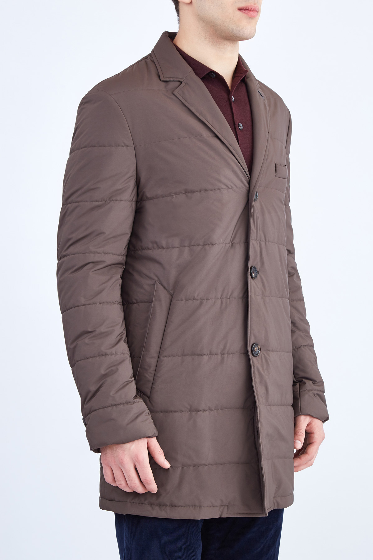Удлиненная куртка-блейзер из водонепроницаемого нейлона LUCIANO BARBERA, цвет коричневый, размер 50;52;54;56;58 - фото 3