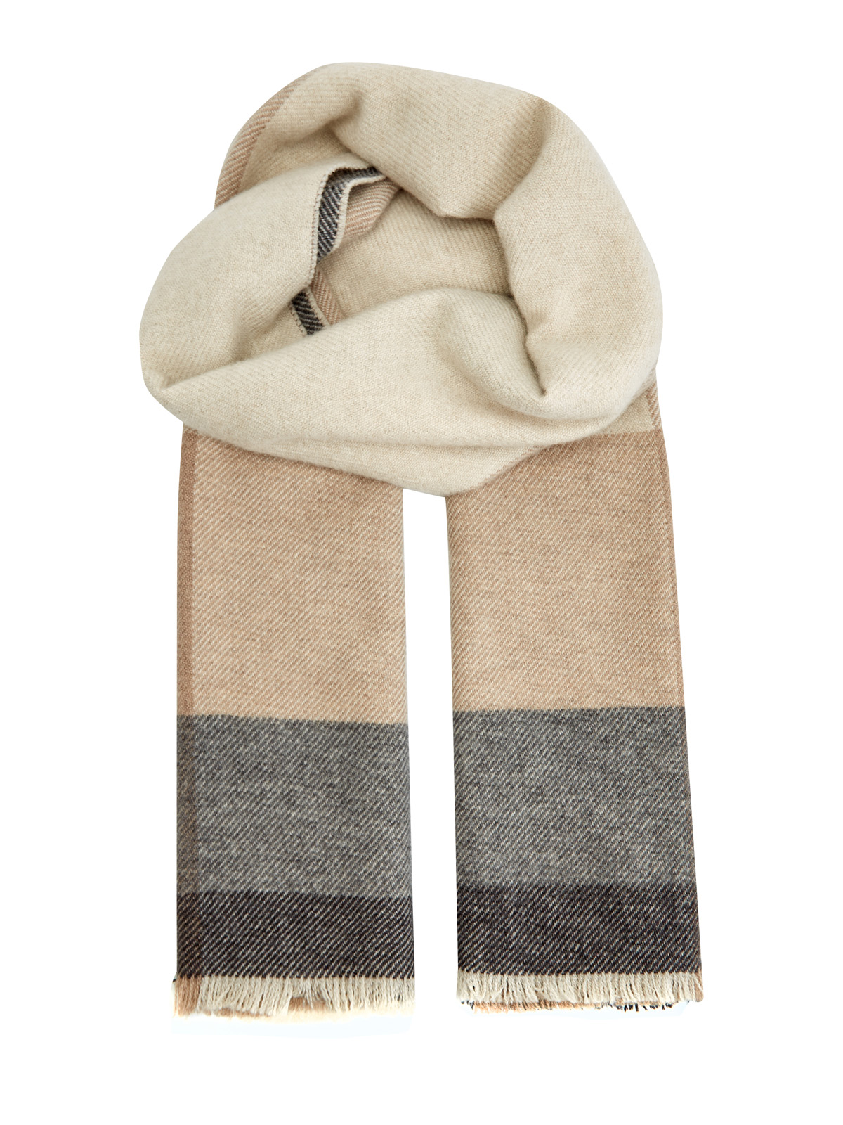Теплый шарф из шерсти и кашемира в клетку BRUNELLO CUCINELLI, цвет бежевый, размер M;L